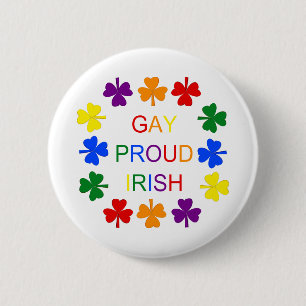 Gay Proud Irish LGBT Rainbow Shamrocks 6 Cm Round Badge
