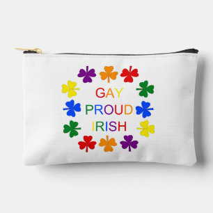 Gay Proud Irish LGBT Rainbow Shamrocks Accessory Pouch