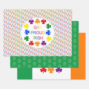 Gay Proud Irish LGBT Rainbow Shamrocks Custom Wrapping Paper Sheet