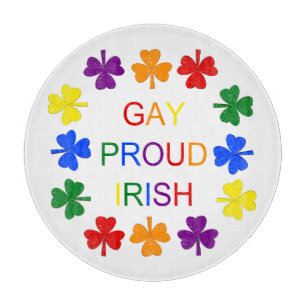 Gay Proud Irish LGBT Rainbow Shamrocks Cutting Board