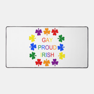 Gay Proud Irish LGBT Rainbow Shamrocks Desk Mat