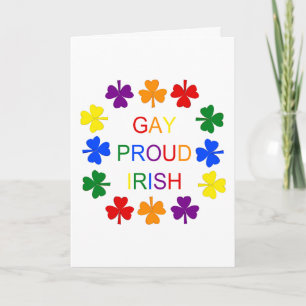 Gay Proud Irish LGBT Rainbow Shamrocks Holiday Card