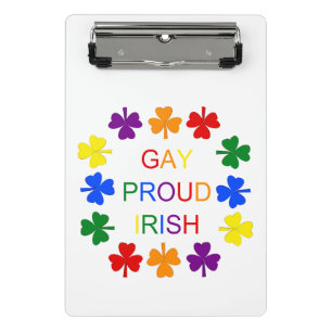 Gay Proud Irish LGBT Rainbow Shamrocks Mini Clipboard