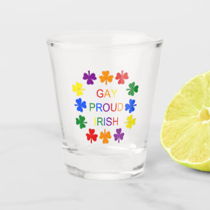 Gay Proud Irish LGBT Rainbow Shamrocks Shot Glass