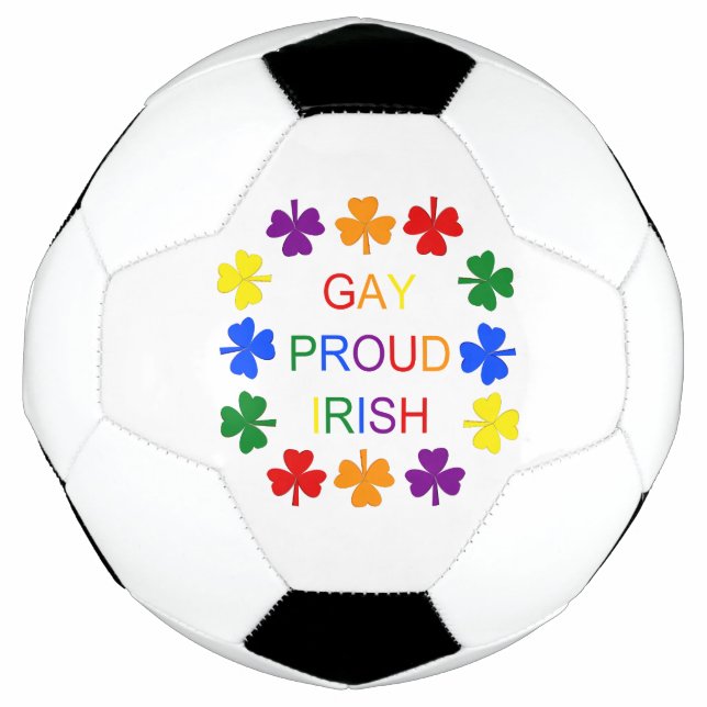 Gay Proud Irish LGBT Rainbow Shamrocks Soccer Ball (Front)