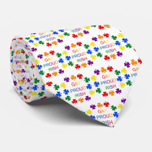 Gay Proud Irish LGBT Rainbow Shamrocks Tie