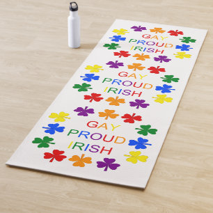 Gay Proud Irish LGBT Rainbow Shamrocks Yoga Mat