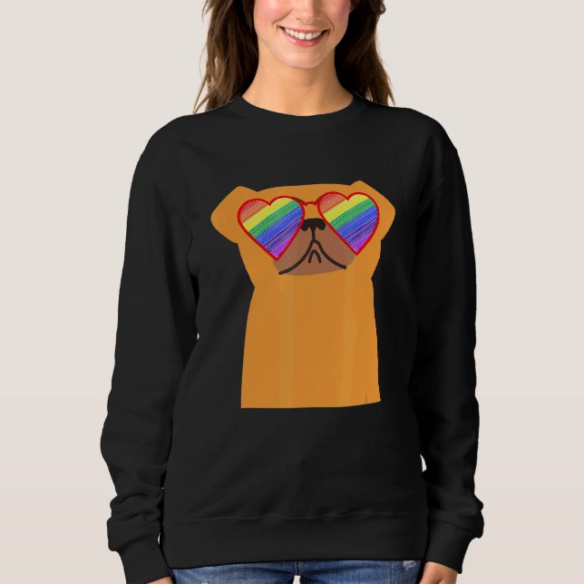 Gay Pug Lgbtq Pride Stuff For Teens Rainbow Sungla Sweatshirt (Front)
