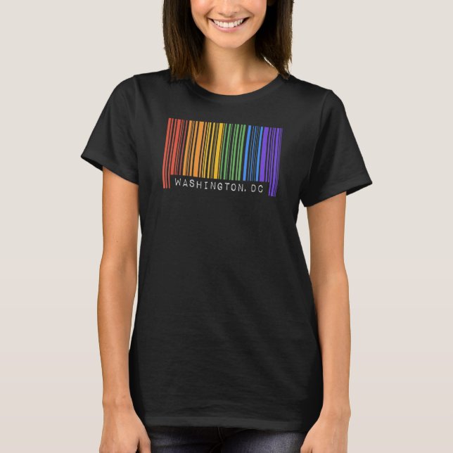 Gay Queer Barcode Pride Washington Dc Aesthetic Lg T-Shirt (Front)