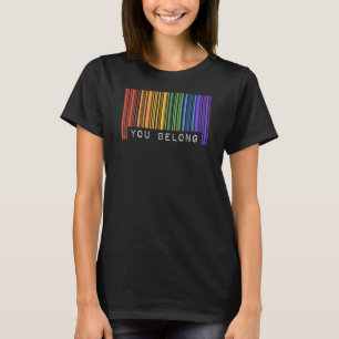 Gay Queer Barcode Pride You Belong Ally Aesthetic  T-Shirt