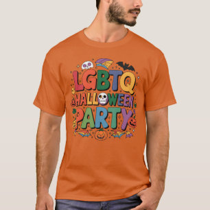 Gay Queer LGBTQ Pride Halloween Party Rainbow fami T-Shirt