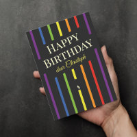 Gay queer striped happy birthday greeting card