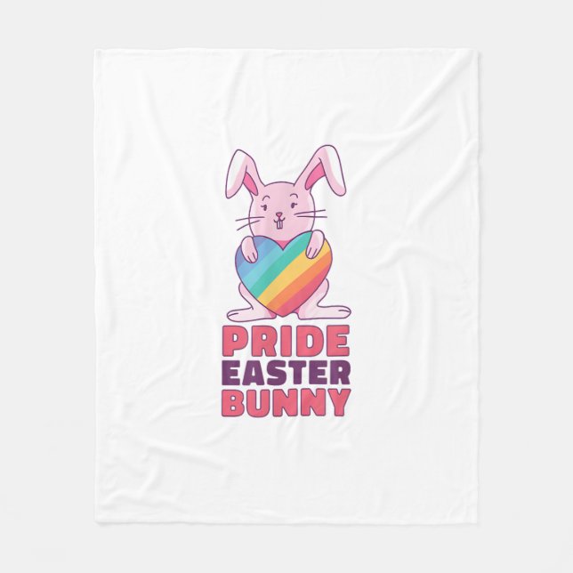Gay Rainbow design Bunny for Pride Easter Rabbit c Fleece Blanket (Front)
