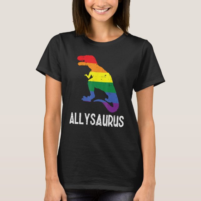 Gay Rainbow Dino Trex Ally Saurus Lgbt Flag Boys T T-Shirt (Front)