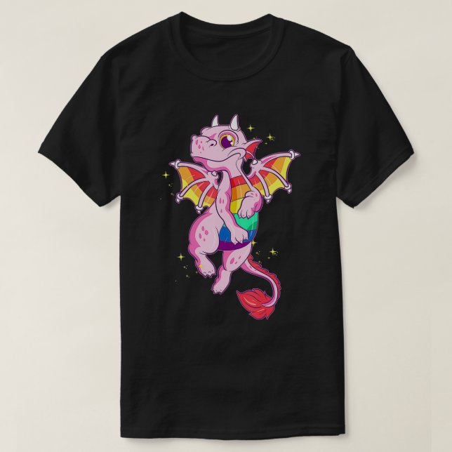 Gay Rainbow Dragon Equality Pride Funny Gift  T-Shirt (Design Front)