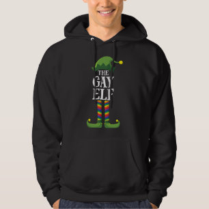 Gay Rainbow Elf Matching Family Christmas Party Hoodie
