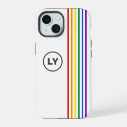 Gay Rainbow Flag Stripes Personalised Initials iPhone 15 Case