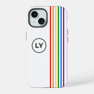 Gay Rainbow Flag Stripes Personalised Initials iPhone 15 Case