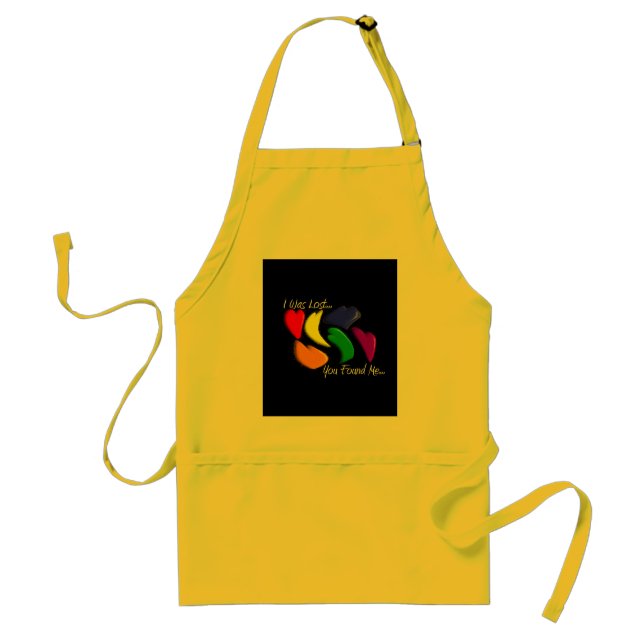 Gay Rainbow Hearts "I was lost, you found me" Standard Apron (Front)