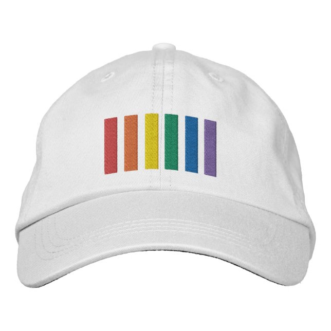 Gay Rainbow Pride Flag Stripes Embroidered Hat (Front)