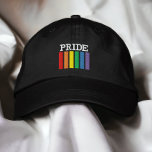 Gay Rainbow Pride Flag Stripes Personalised Embroidered Hat<br><div class="desc">Embroidered Gay Rainbow Pride Flag Strip cap from Ricaso - add your own text instead of the PRIDE</div>