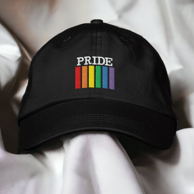 Gay Rainbow Pride Flag Stripes Personalised Embroidered Hat (Creator Uploaded)