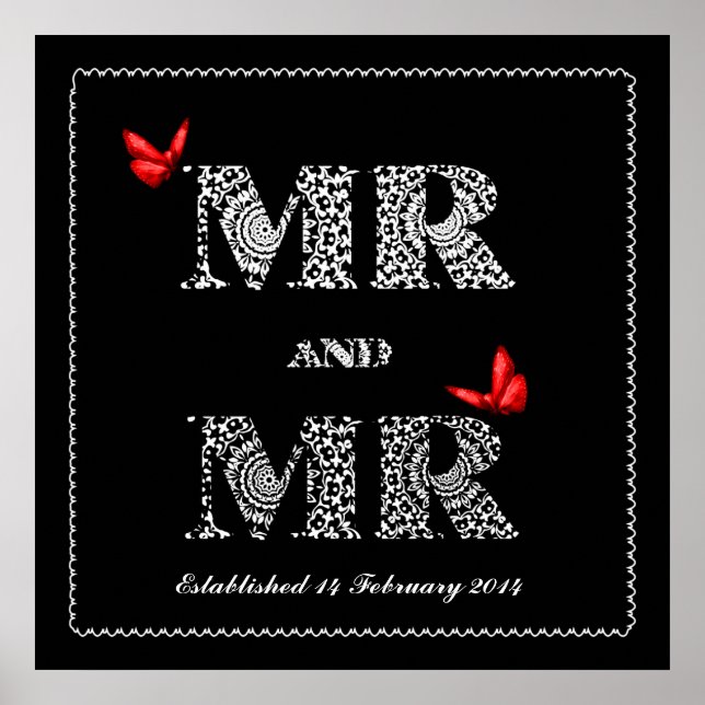 Gay Same Gender Wedding Gift  Lace Word Art Poster (Front)