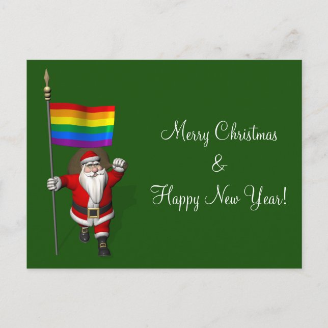 Gay Santa Claus Supports Equal Rights Holiday Postcard (Front)
