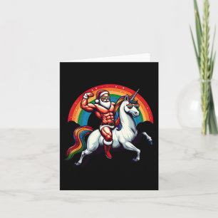 Gay Santa Riding Unicorn Show Muscles Funny Lgbt C Card