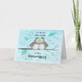 Gay Sister & Wife Anniversary Cute Lovebirds  Card