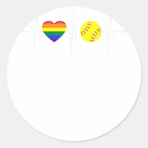 Gay Softball Shirt Softball Player Gay Pride LGBTQ Classic Round Sticker