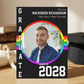 Gay Student Pride Rainbow Graduation Announcement 