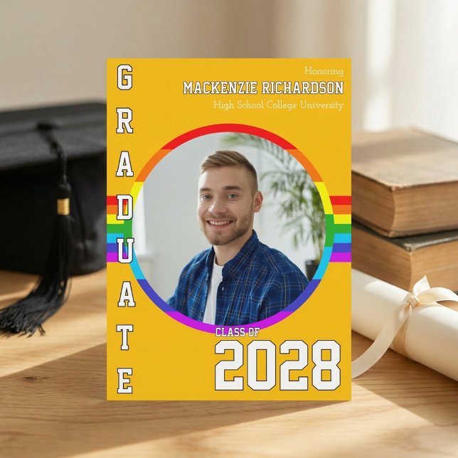 Gay Student Pride Rainbow Graduation Announcement  (Creator Uploaded)