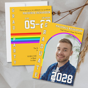 Gay Student Pride Rainbow Graduation Party Invitation