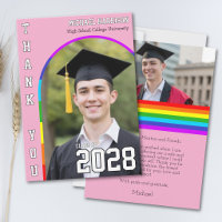 Gay Student Pride Rainbow Pink Grad Thank You