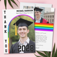 Gay Student Pride Rainbow White Grad Thank You