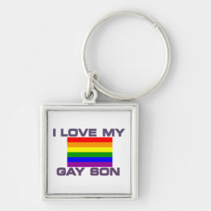 Gay Support l love my gay son rainbow flag Key Ring