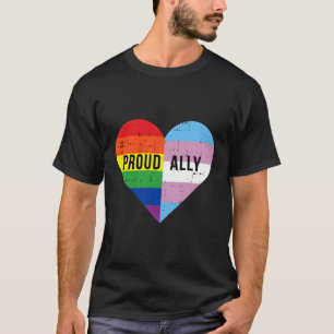 Gay Trans Transgender Heart Rainbow Flag Cool Lgbt T-Shirt