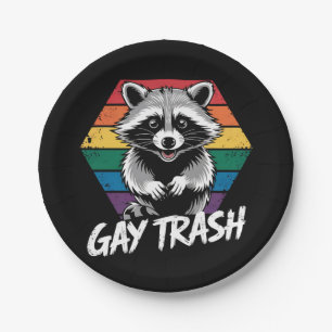 Gay Trash Raccoon LGBTQ Pride Vintage Paper Plate
