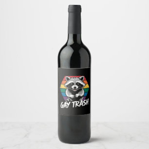 Gay Trash Raccoon LGBTQ Pride Vintage Wine Label