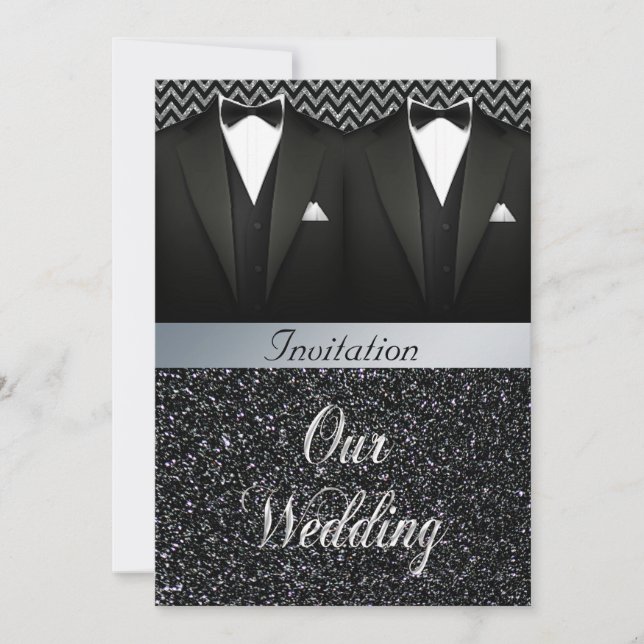 Gay Tuxedo Wedding Invitation (Front)