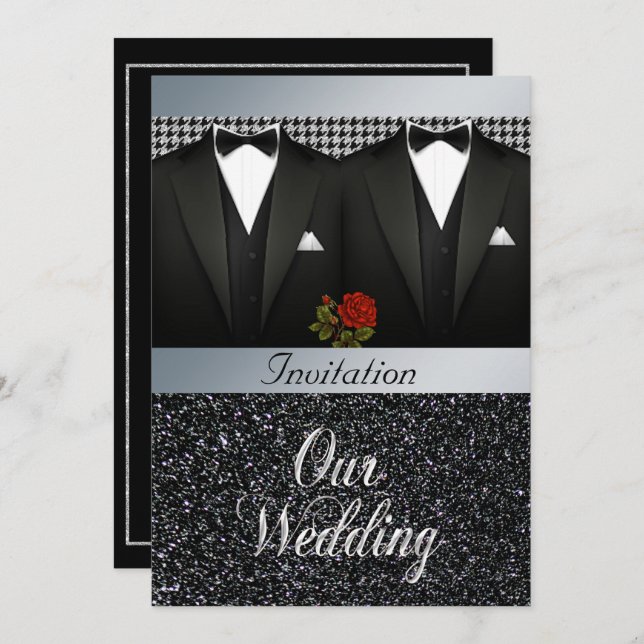 Gay Tuxedo Wedding Invitation (Front/Back)
