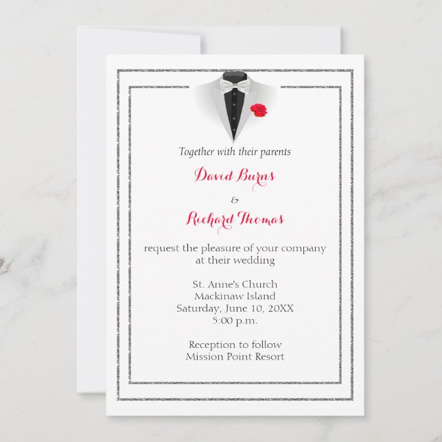 Gay Tuxedo Wedding Invitation Invitation (Front)