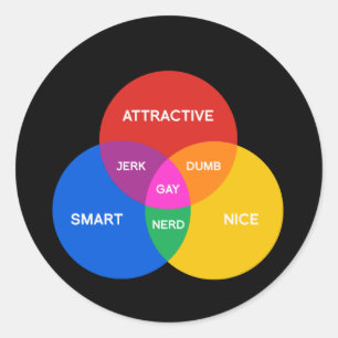 GAY VENN DIAGRAM CLASSIC ROUND STICKER