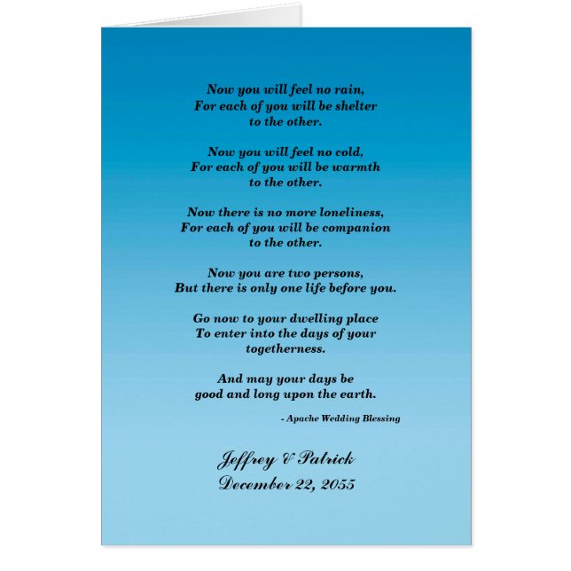 Gay Wedding, Apache Blessing, Blue Gradient (Front)