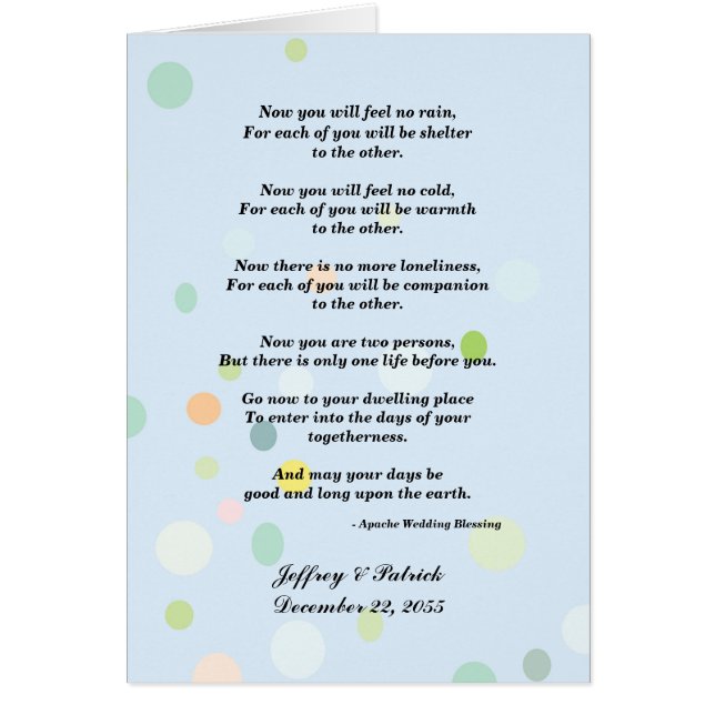 Gay Wedding, Apache Blessing, Blue with Dots (Front)