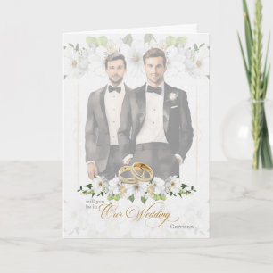 Gay Wedding Attendant Request Two Grooms Invitation