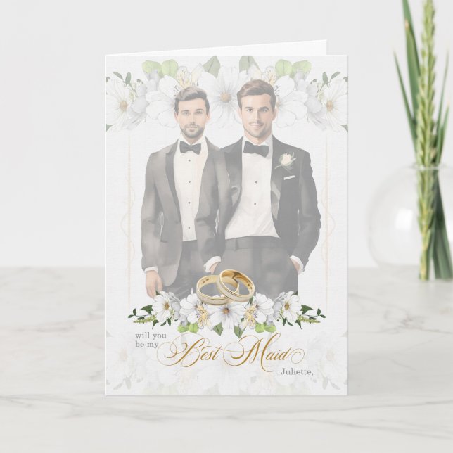Gay Wedding Attendant Request Two Grooms Invitation (Front)
