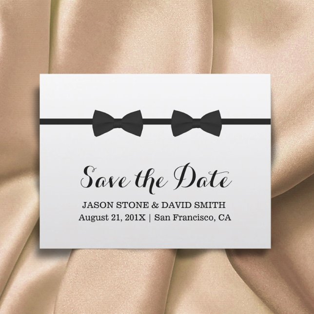 Gay Wedding Bow Ties Minimalist Save the Date Announcement Postcard (Creator Uploaded)