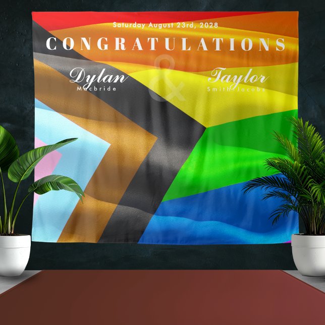 Gay Wedding Congratulations Pride Flag Backdrop Tapestry (Creator Uploaded)